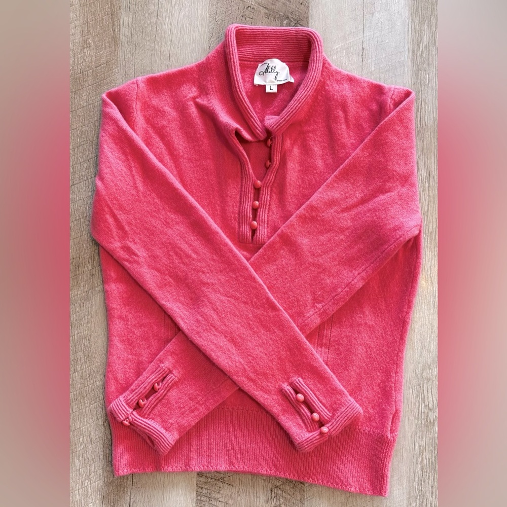 Milly Of New York Cashmere Sweater with Buttons PINK Size L
